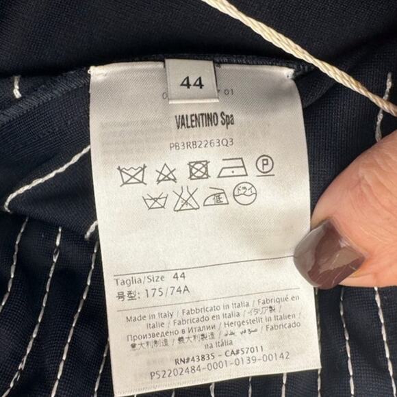 Women's Valentino Navy Blue & White NWT High Waist Drawstring Pants Size 44 - Picture 6 of 16